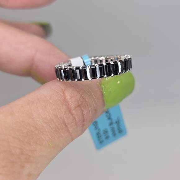 10.20cttw Black Onyx Spinel Silver Ring - Picture 2 of 7